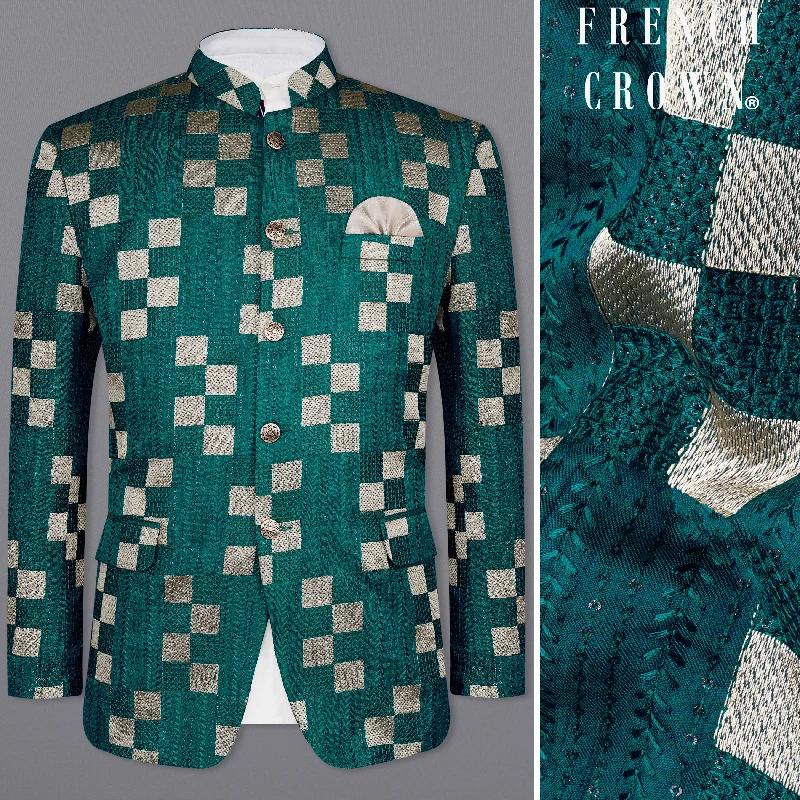 Don’t miss these deals – men’s fashion essentials for less. Dark Teal Green with Periglacial Cream Square Cotton Thread Heavy Embroidered Bandhgala Designer Indo-Western Blazer Don’t miss these deals – men’s fashion essentials for less. Dark Teal Green with Periglacial Cream Square Cotton Thread Heavy Embroidered Bandhgala Designer Indo-Western Blazer