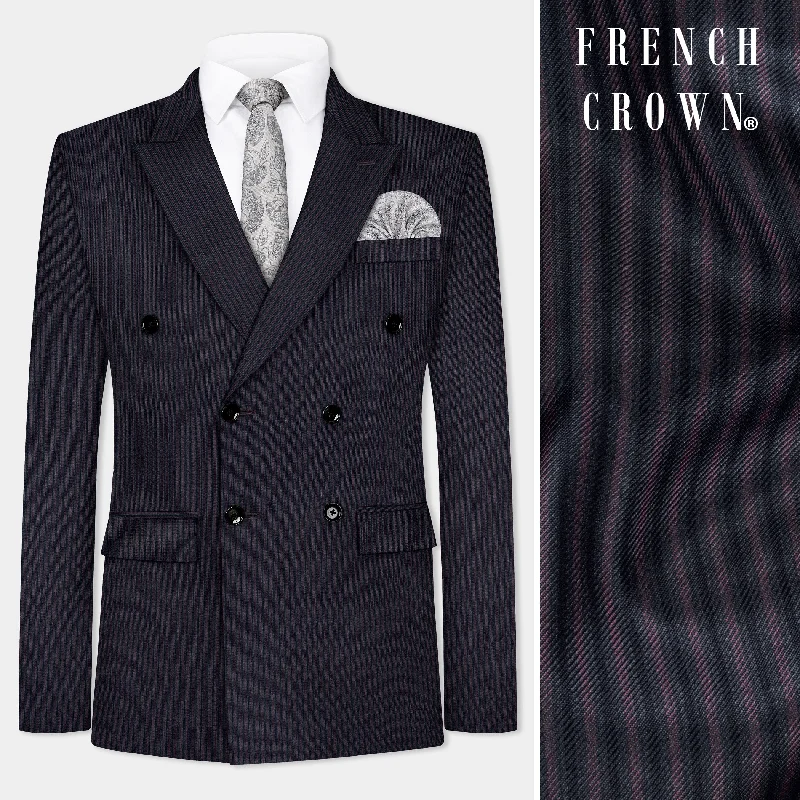Limited-time discounts on clothing you’ll love Ebony Clay Blue with Wine Berry Striped Wool Blend Double Breasted Blazer Limited-time discounts on clothing you’ll love Ebony Clay Blue with Wine Berry Striped Wool Blend Double Breasted Blazer