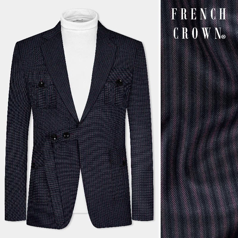 Limited-time discounts on clothing you’ll love Ebony Clay Blue with Wine Berry Striped Wool Blend Patch Pocket Designer Sport Blazer Limited-time discounts on clothing you’ll love Ebony Clay Blue with Wine Berry Striped Wool Blend Patch Pocket Designer Sport Blazer