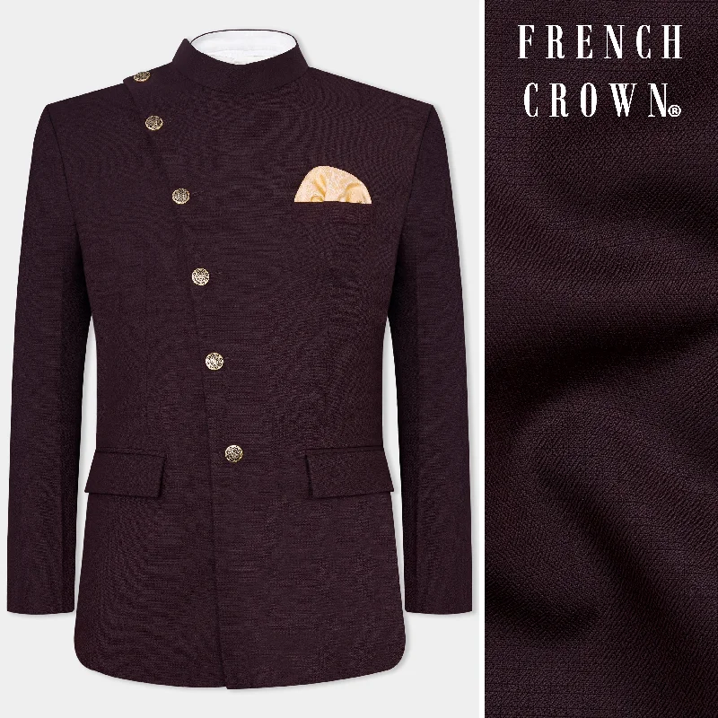 Flash sale on trendy clothing – Limited time offers available online. Eclipse Maroon Wool Rich Cross Placket Bandhgala Blazer Flash sale on trendy clothing – Limited time offers available online. Eclipse Maroon Wool Rich Cross Placket Bandhgala Blazer