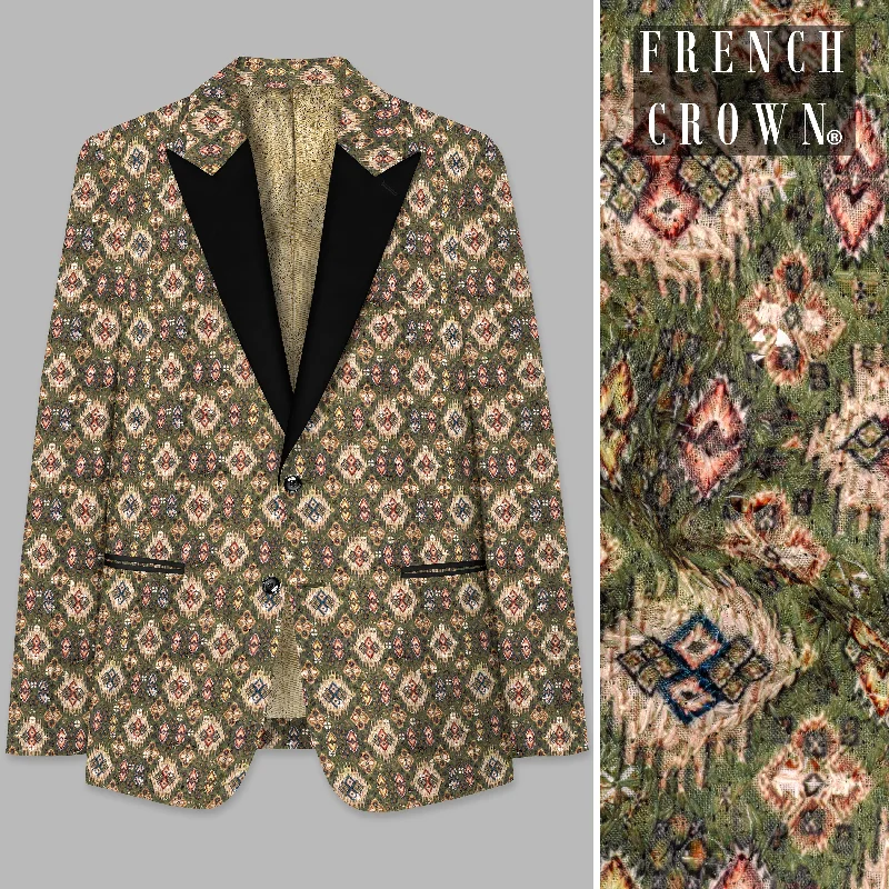 Time to shop! Men’s clothing deals you can’t resist. Finch Green and Coffee Brown MultiColour Designer Embroidered Peak Collar Tuxedo Blazer Time to shop! Men’s clothing deals you can’t resist. Finch Green and Coffee Brown MultiColour Designer Embroidered Peak Collar Tuxedo Blazer