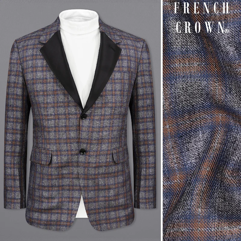 Buy now, pay later – exclusive savings on men’s clothing. Fuscous Gray Checkered Single Breasted Black Lapel Designer Blazer Buy now, pay later – exclusive savings on men’s clothing. Fuscous Gray Checkered Single Breasted Black Lapel Designer Blazer