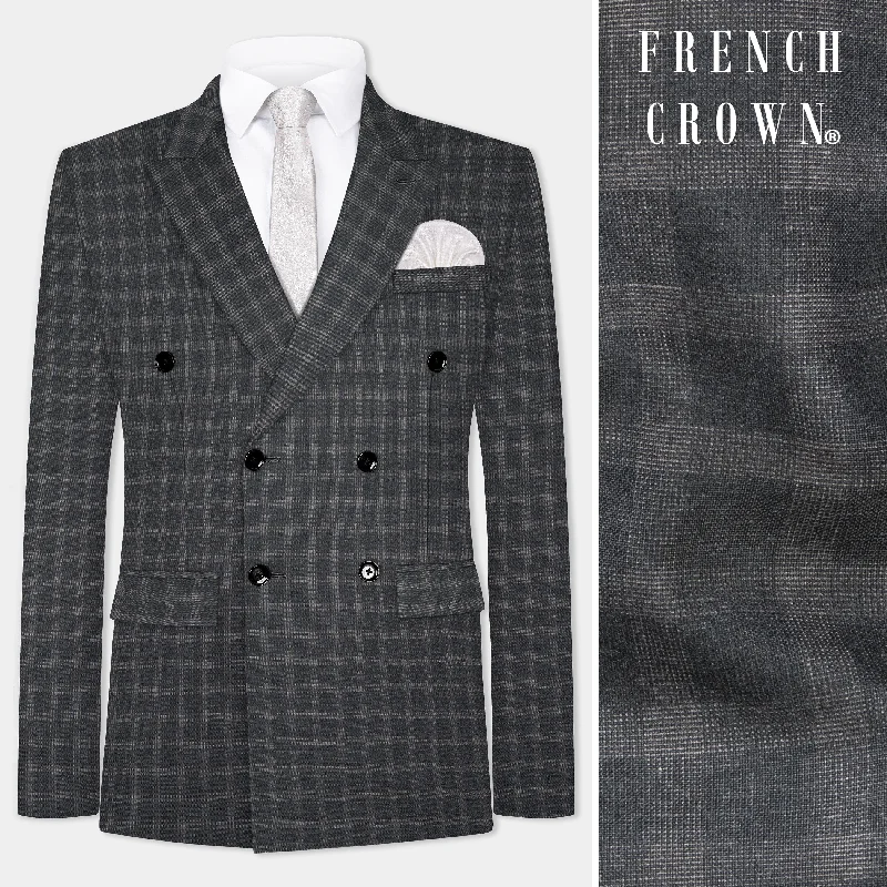 Shop exclusive offers on men’sapparel Gravel Gray Checkered Wool Blend Double Breasted Blazer Shop exclusive offers on men’sapparel Gravel Gray Checkered Wool Blend Double Breasted Blazer