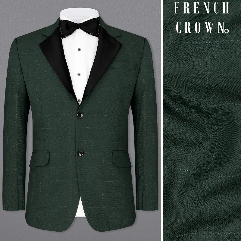 Shop the latest fashion trends with huge savings on all clothing. Gunmetal Green Subtle Windowpane Tuxedo Blazer Shop the latest fashion trends with huge savings on all clothing. Gunmetal Green Subtle Windowpane Tuxedo Blazer