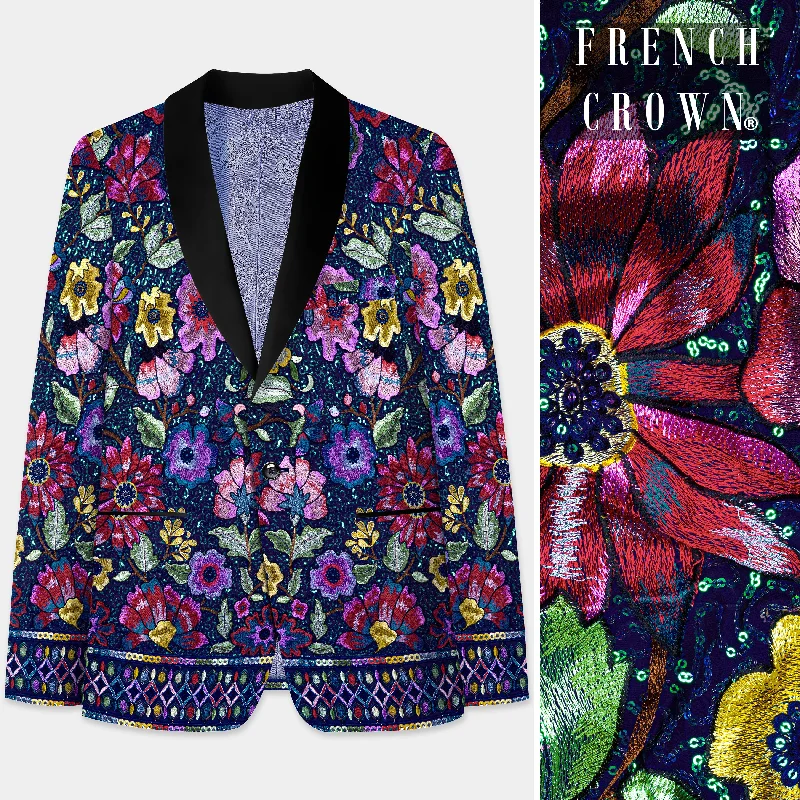 Don’t miss out – huge discounts on men’s trendy styles. Indigo Blue Multi Color Flower Valley Printed Embroidered Tuxedo Blazer Don’t miss out – huge discounts on men’s trendy styles. Indigo Blue Multi Color Flower Valley Printed Embroidered Tuxedo Blazer