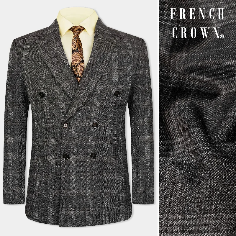 Exclusive online offer: Save 30% on all men's clothing. Iridium Gray Plaid Tweed Double Breasted Sports Blazer Exclusive online offer: Save 30% on all men's clothing. Iridium Gray Plaid Tweed Double Breasted Sports Blazer
