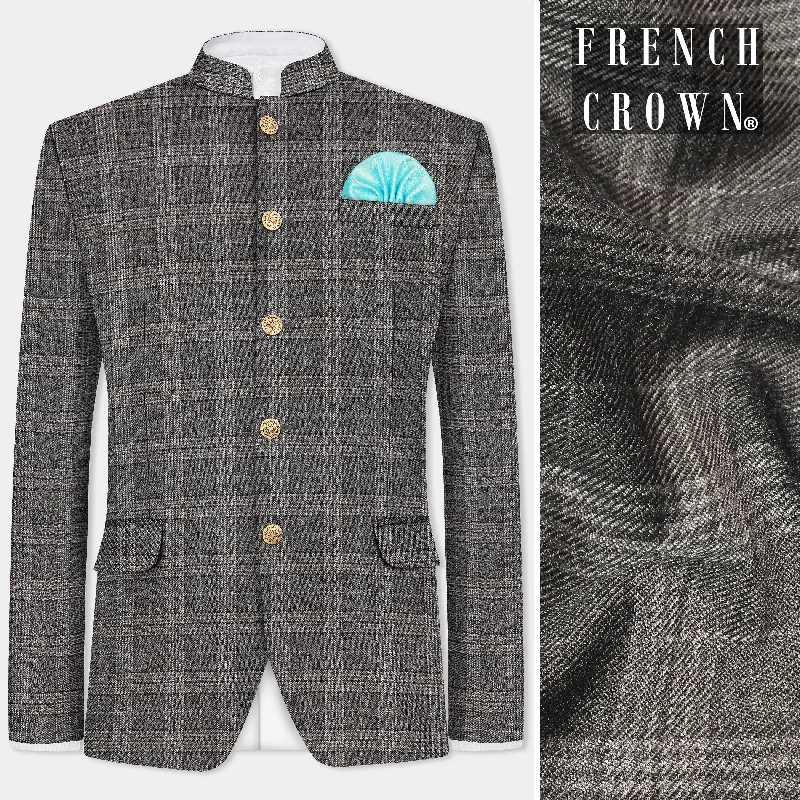 Limited-time offer – Shop top-rated clothing with massive discounts! Iridium Gray Plaid Tweed Wool Blend Bandhgala Blazer Limited-time offer – Shop top-rated clothing with massive discounts! Iridium Gray Plaid Tweed Wool Blend Bandhgala Blazer