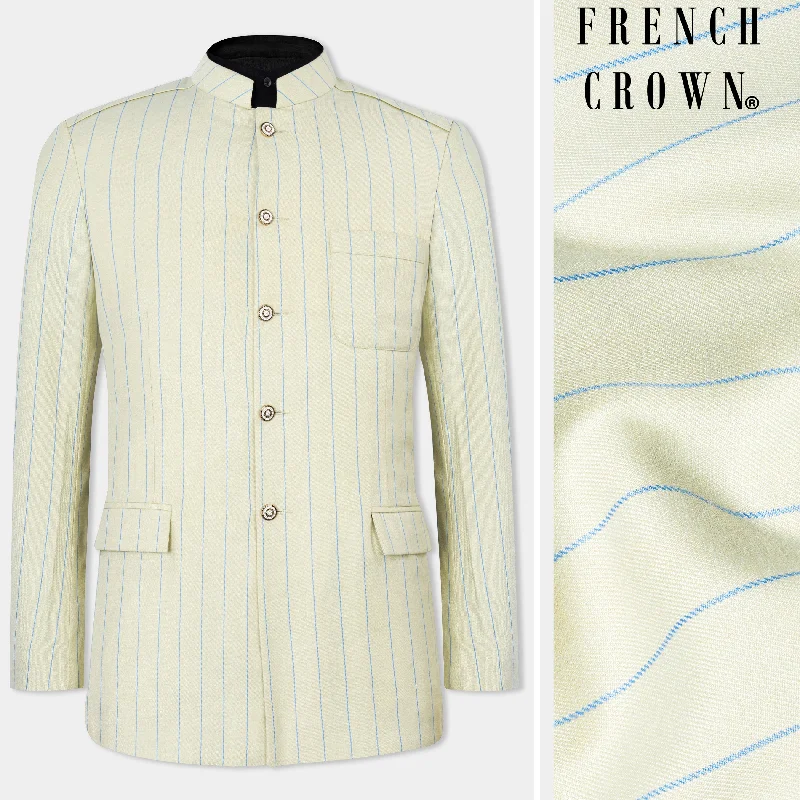 Men’s clothing at unbeatable prices – shop the sale today! Ivory Cream with Celestial Blue Striped Wool Rich Bandhgala Blazer Men’s clothing at unbeatable prices – shop the sale today! Ivory Cream with Celestial Blue Striped Wool Rich Bandhgala Blazer
