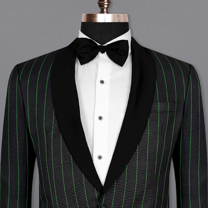 Seasonal sale  Jade Black Striped Woolrich Tuxedo Blazer