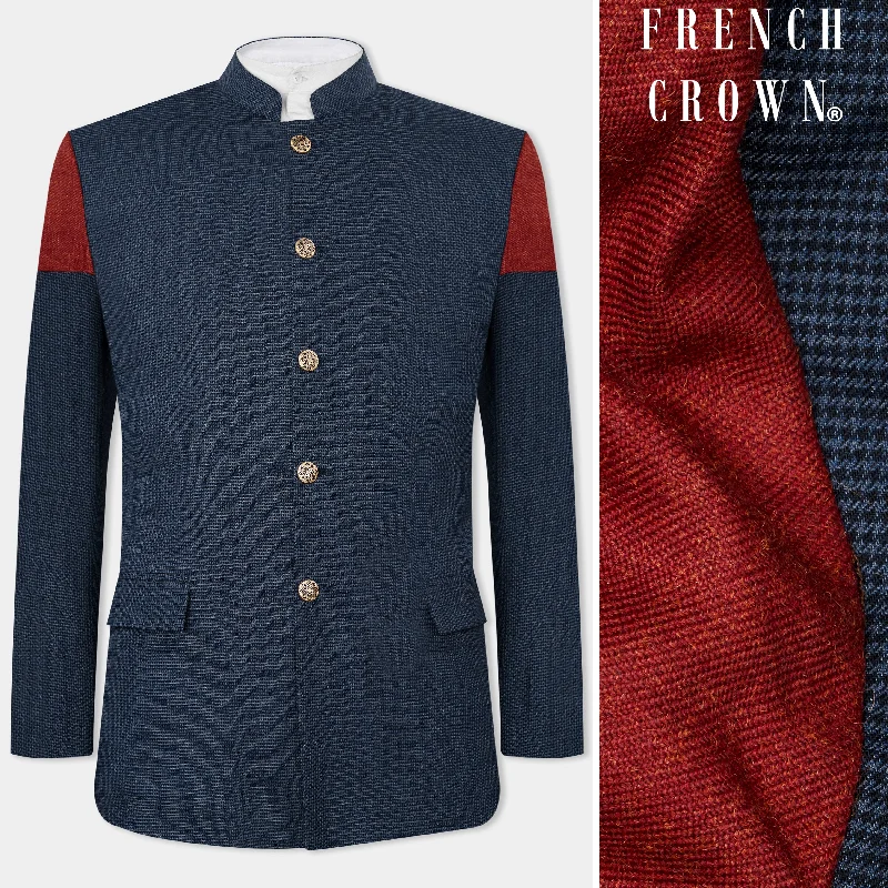 Get the latest trends in men’s clothing – huge savings inside. Limed Spruce Blue Wool Rich Bandhgala Designer Blazer With Houndstooth Pattern Get the latest trends in men’s clothing – huge savings inside. Limed Spruce Blue Wool Rich Bandhgala Designer Blazer With Houndstooth Pattern
