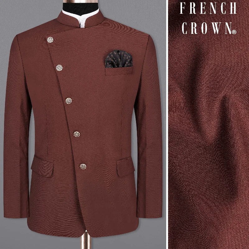 Don’t miss out – Limited-time   Lonestar Brown Cross Placket Bandhgala Blazer