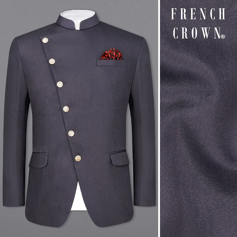 Shop men’s fashion at discount prices and save up to 70%! MID GREY Subtle Sheen CROSS PLACKET WOOL BLEND BANDHGALA/MANDARIN BLAZER Shop men’s fashion at discount prices and save up to 70%! MID GREY Subtle Sheen CROSS PLACKET WOOL BLEND BANDHGALA/MANDARIN BLAZER
