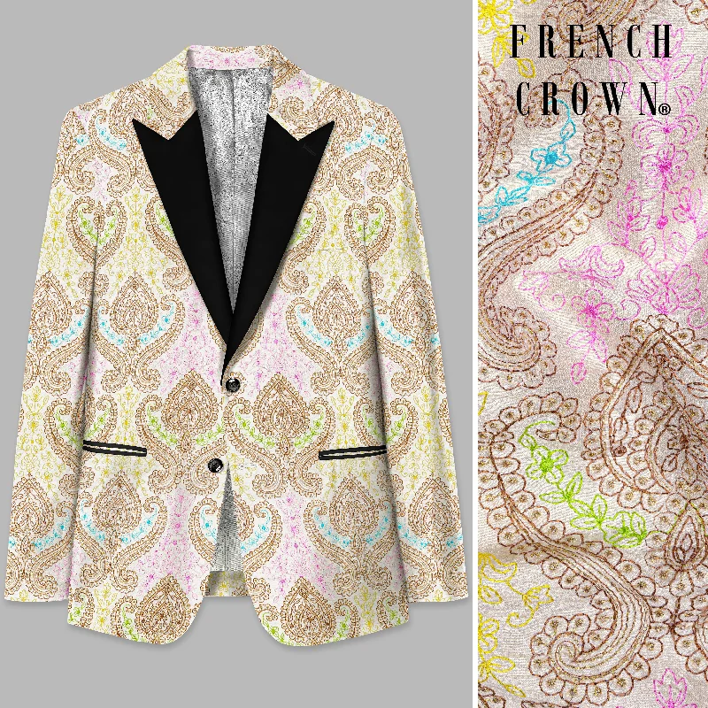 Massive markdowns on clothing items you love – Hurry before they’re gone! Neon Fuchsia Pink And Starship Yellow MultiColour Embroidered Peak Collar Tuxedo Blazer Massive markdowns on clothing items you love – Hurry before they’re gone! Neon Fuchsia Pink And Starship Yellow MultiColour Embroidered Peak Collar Tuxedo Blazer