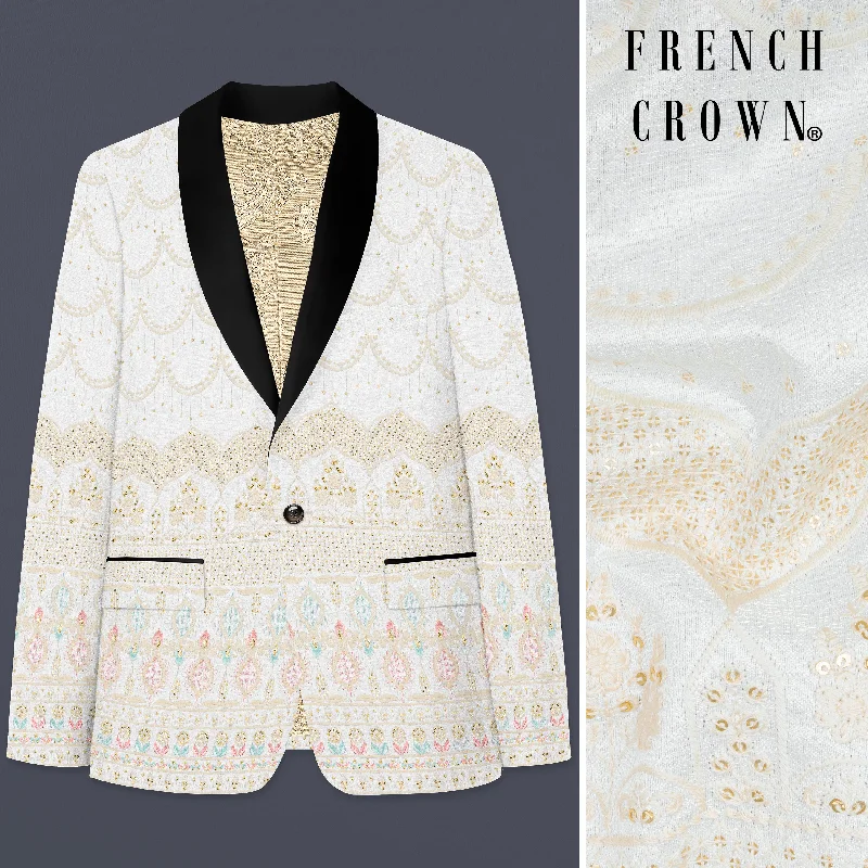 Exclusive offers on the latest clothing styles for men . Off White And Oriental Pink Sequins Embroidered Tuxedo Blazer Exclusive offers on the latest clothing styles for men . Off White And Oriental Pink Sequins Embroidered Tuxedo Blazer