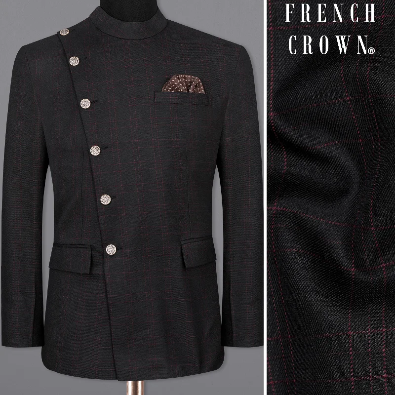 Save more with our buy-more, save-more deals on men’s fashion. Onyx Black windowpane Cross Placket Bandhgala Blazer Save more with our buy-more, save-more deals on men’s fashion. Onyx Black windowpane Cross Placket Bandhgala Blazer