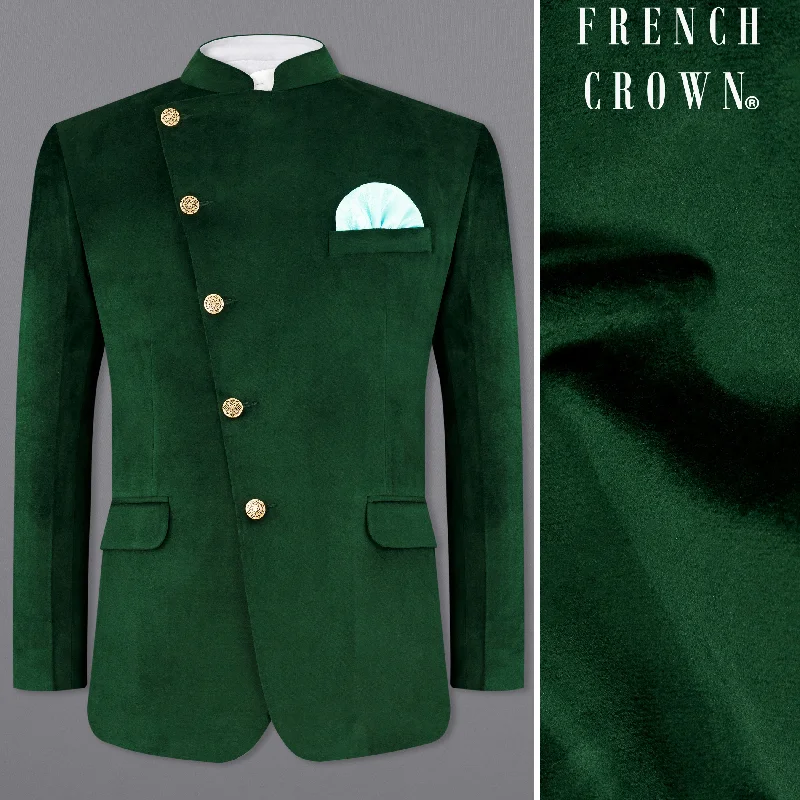 Exclusive online discounts – Shop clothing for every occasion! Phthalo Green Cross Placket Bandhgala Premium Velvet Designer Blazer Exclusive online discounts – Shop clothing for every occasion! Phthalo Green Cross Placket Bandhgala Premium Velvet Designer Blazer