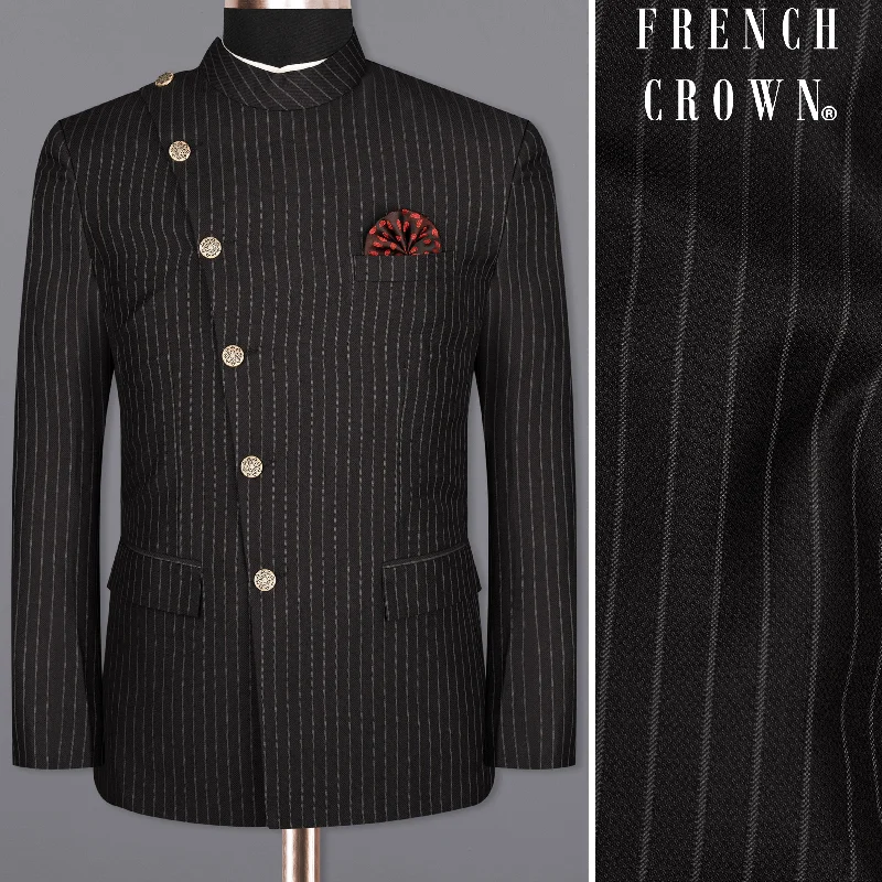 Get trendy clothes for less – Big savings on fashion basics! Piano Black Striped Cross Placket Woolrich Bandhgala Blazer Get trendy clothes for less – Big savings on fashion basics! Piano Black Striped Cross Placket Woolrich Bandhgala Blazer