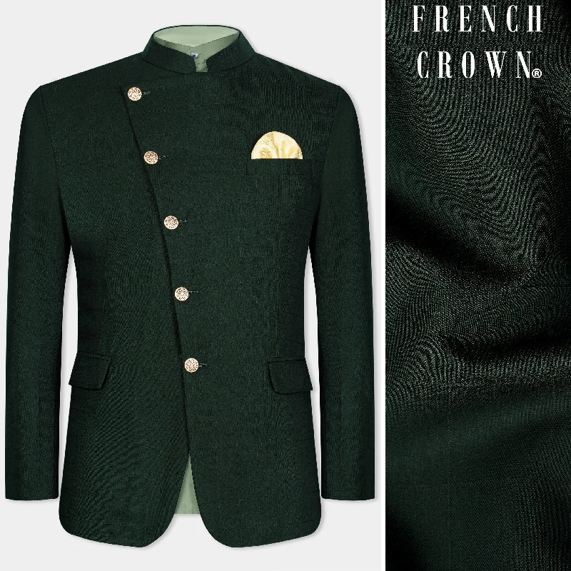 Exclusive offers on men’s wardrobe essentials – save more now!  Sacramento Green Cross Placket Bandhgala Wool Rich Blazer