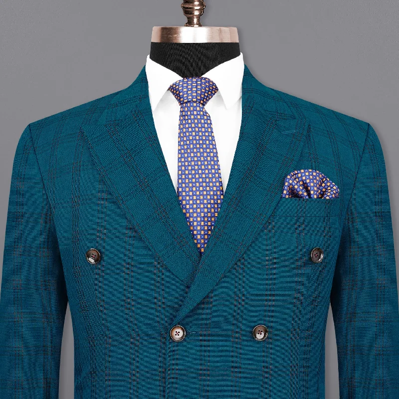 Top-rated clothing on sale – Shop now and get up to 80% off! Sapphire Blue With Black Plaid Double Breasted Blazer Top-rated clothing on sale – Shop now and get up to 80% off! Sapphire Blue With Black Plaid Double Breasted Blazer