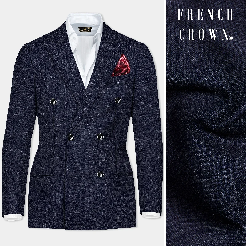 Exclusive clothing deals for customers – Shop today! Shark Blue Textured Luxurious Linen Double Breasted Blazer Exclusive clothing deals for customers – Shop today! Shark Blue Textured Luxurious Linen Double Breasted Blazer