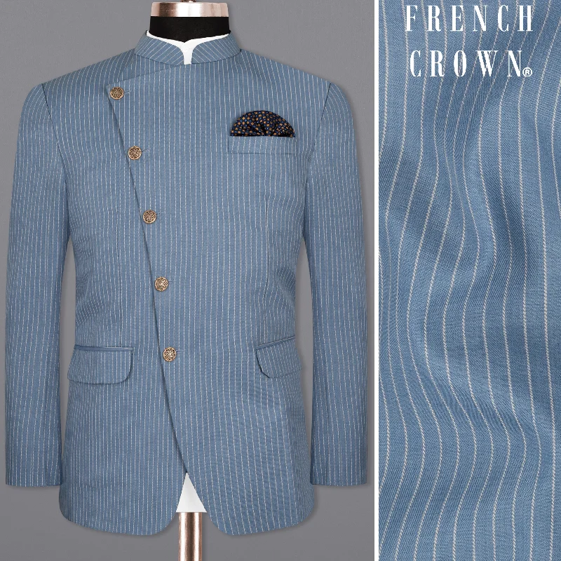 Shop now for the latest fashion trends and enjoy special promotions! Ship Cove Blue Striped Cross Placket Wool Rich Bandhgala Blazer Shop now for the latest fashion trends and enjoy special promotions! Ship Cove Blue Striped Cross Placket Wool Rich Bandhgala Blazer