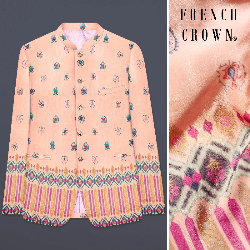 Get ready for the season with exclusive savings on trendy clothes. Spanish Peach And Glacier Blue Velvet Printed Designer Bandhgala Jodhpuri Get ready for the season with exclusive savings on trendy clothes. Spanish Peach And Glacier Blue Velvet Printed Designer Bandhgala Jodhpuri
