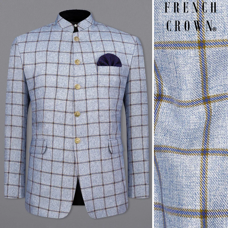 Flash discounts on men’s clothing – Don’t miss out! Spun Pearl Gray Checkered Bandhgala Blazer Flash discounts on men’s clothing – Don’t miss out! Spun Pearl Gray Checkered Bandhgala Blazer