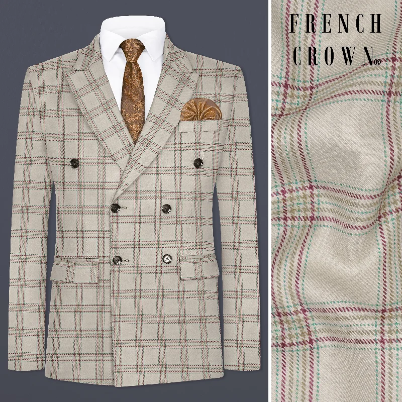 Time to shop! Men’s clothing deals you can’t resist. Swirl Cream with Maroon and Green windowpane Tweed Double Breasted Blazer Time to shop! Men’s clothing deals you can’t resist. Swirl Cream with Maroon and Green windowpane Tweed Double Breasted Blazer