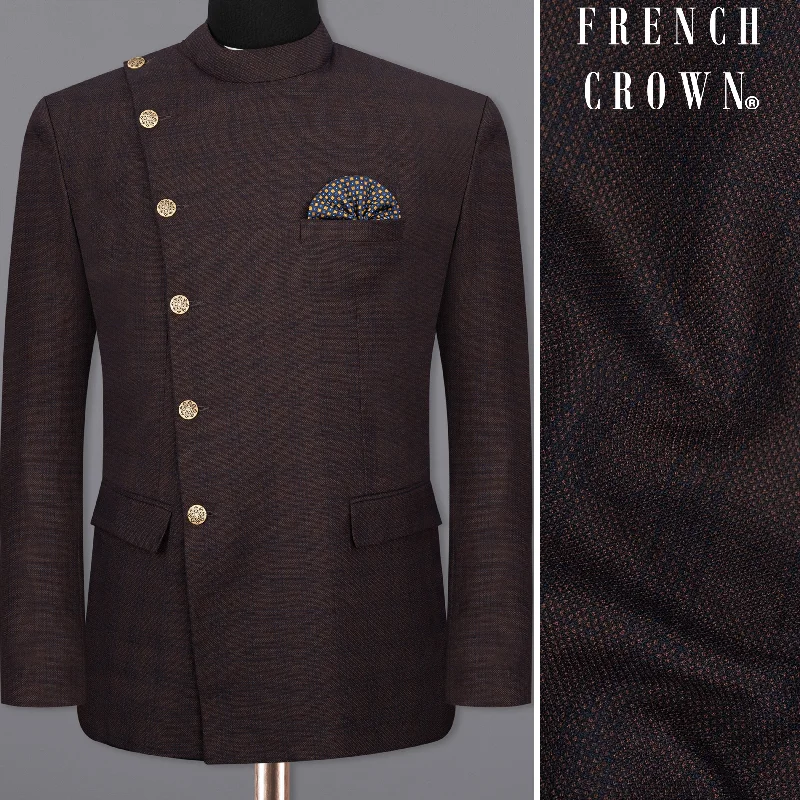 Shop stylish clothing for less – Great deals this week only. Thunder Brown Subtle Checkered Woolrich Cross Placket Bandhgala Blazer Shop stylish clothing for less – Great deals this week only. Thunder Brown Subtle Checkered Woolrich Cross Placket Bandhgala Blazer