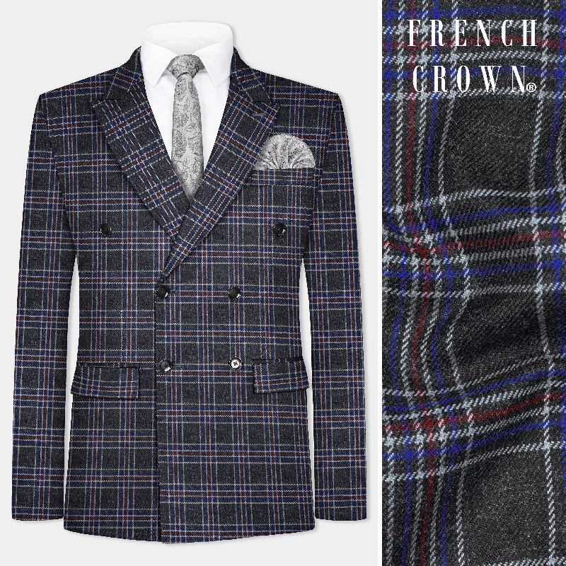 Flash discounts – men’s clothing essentials for less. Tuatara Gray Multicolour Plaid Double Breasted Tweed Blazer Flash discounts – men’s clothing essentials for less. Tuatara Gray Multicolour Plaid Double Breasted Tweed Blazer