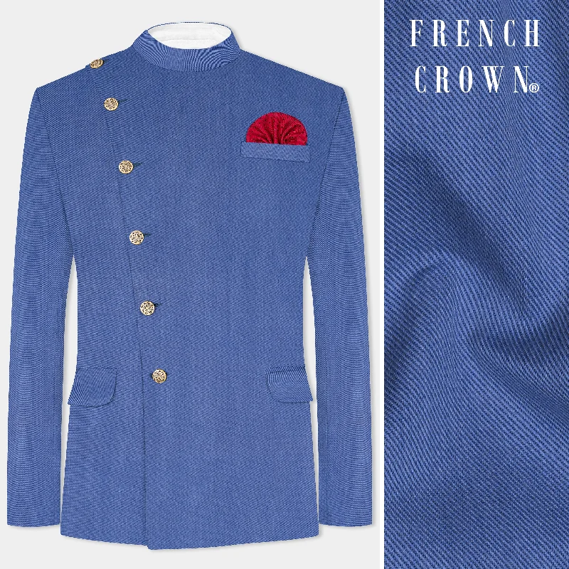 Upgrade your wardrobe with stylish clothing at discounted prices. Twilight Blue Premium Cotton Cross Placket Bandhgala Blazer Upgrade your wardrobe with stylish clothing at discounted prices. Twilight Blue Premium Cotton Cross Placket Bandhgala Blazer