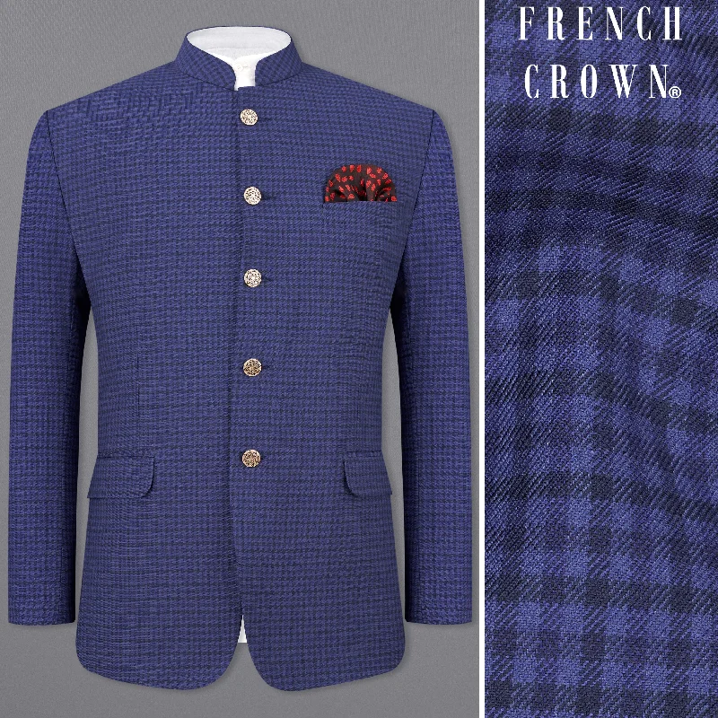 Huge savings on popular clothing styles – Victoria Blue Gingham Checkered Bandhgala Blazer Huge savings on popular clothing styles – Victoria Blue Gingham Checkered Bandhgala Blazer