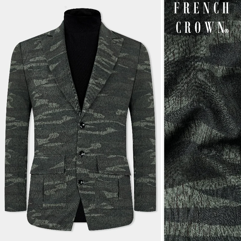 Shop the best clothing sales of the year! Xanadu Green and Davy Brown Camouflage Premium Cotton Designer Blazer Shop the best clothing sales of the year! Xanadu Green and Davy Brown Camouflage Premium Cotton Designer Blazer