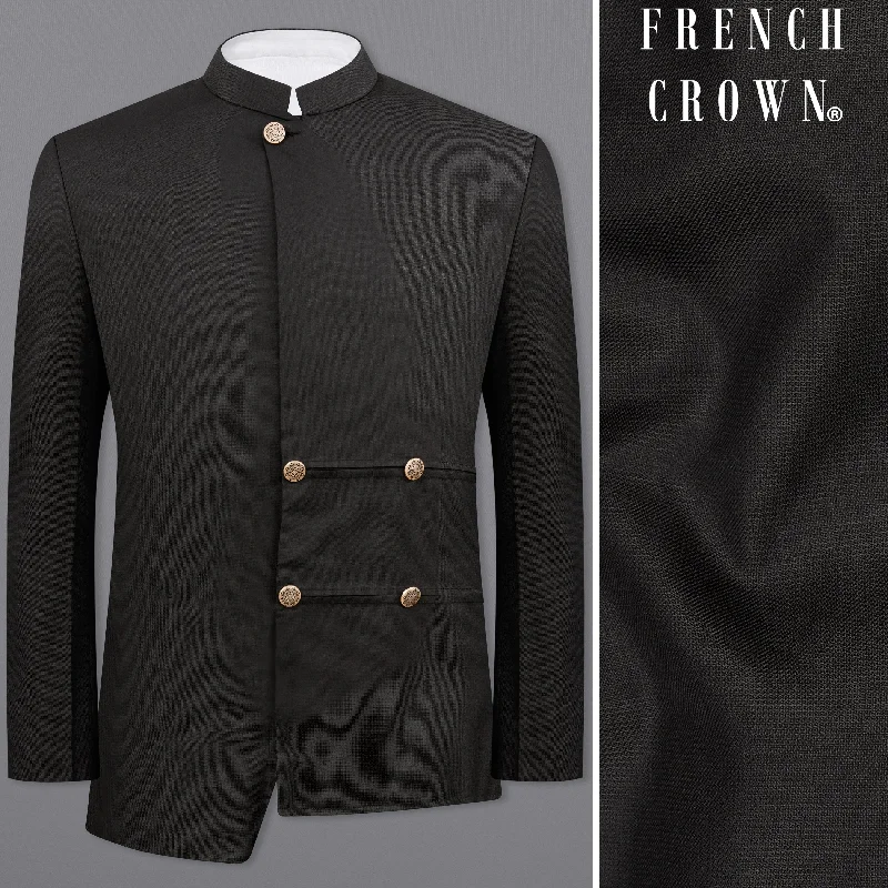 – Shop trendy clothing now.  Zeus Black Bandhgala Asymmetrical Designer Blazer