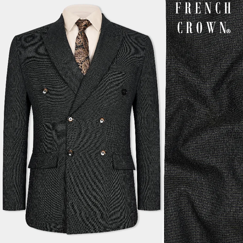Shop now for fresh styles at discounted prices.  Zeus Black Wool Rich Double Breasted Blazer