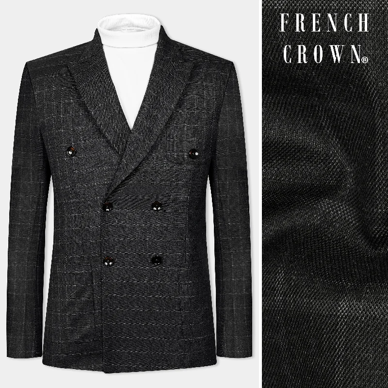 Upgrade your wardrobe with stylish men's apparel – now on sale! Zeus Light Black Windowpane Double Breasted Blazer Upgrade your wardrobe with stylish men's apparel – now on sale! Zeus Light Black Windowpane Double Breasted Blazer