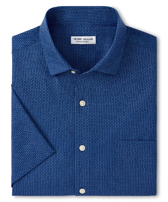 Buy now, pay later – exclusive savings on men’s clothing.  Peter Millar Bloques Print Short Sleeve Spread Collar Sport Shirt
