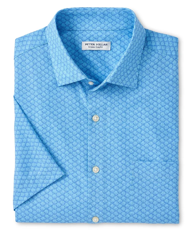 Shop seasonal clothing deals – Big savings on fashion essentials.  Peter Millar Clam Print Short Sleeve Spread Collar Sport Shirt