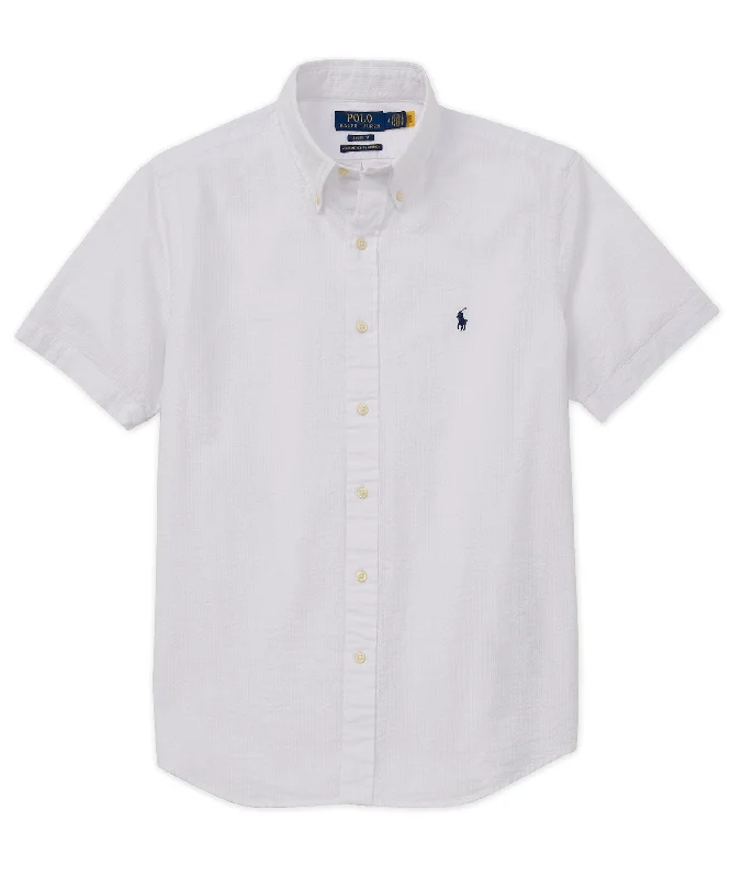 Shop now and save up to 40% on men’s wardrobe essentials. Polo Ralph Lauren Short Sleeve Seersucker Sport Shirt Shop now and save up to 40% on men’s wardrobe essentials. Polo Ralph Lauren Short Sleeve Seersucker Sport Shirt