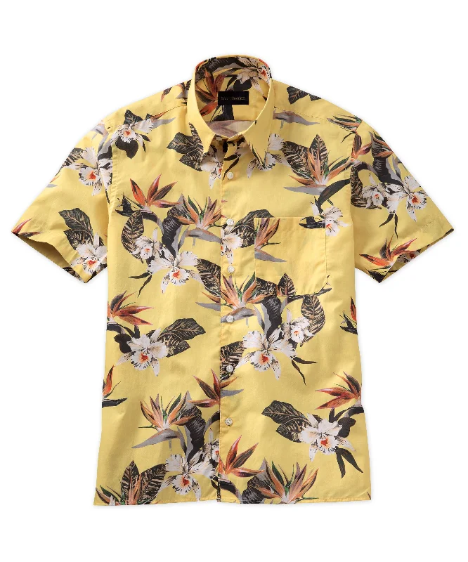 Upgrade your wardrobe with stylish men's apparel – now on sale!  Tropical Print Cotton Sport Shirt