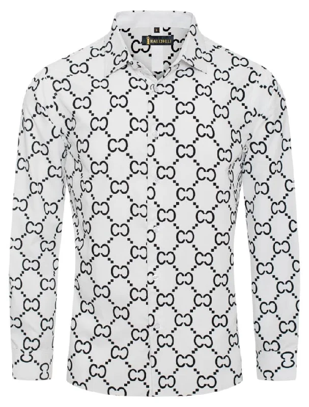 Get the latest trends in men’s clothing – huge savings inside.  Baldelli White and Black Print Italian Design Men's Long Sleeve Shirt Regular-Fit Style No: CHLS-2060