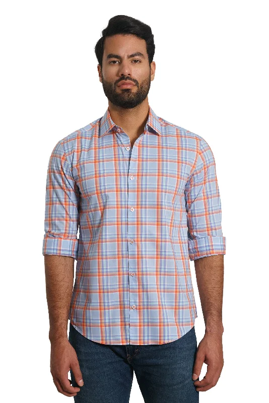 Limited-time offer!  Blue Plaid Long Sleeve Shirt Tp-7140