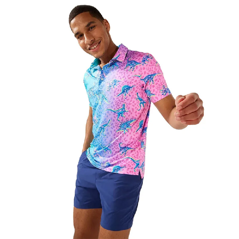 Get fresh fashion for less – Shop trendy clothing at discounted prices.  Chubbies The Dino Delight Performance Polo Shirt - Turquoise/Aqua