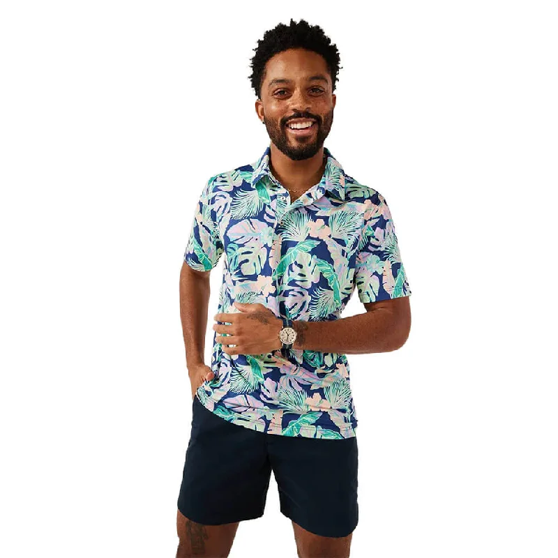 Shop the latest men's clothing trends at a fraction of the price.  Chubbies The Night Fauna Performance Polo Shirt - Navy