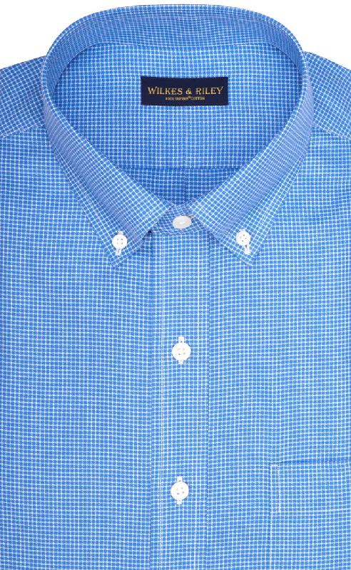Shop affordable clothing for less – Big discounts online now.  Classic Fit Blue Twill Mini Check Button-Down Collar Supima® Cotton Non-Iron Sport Shirt