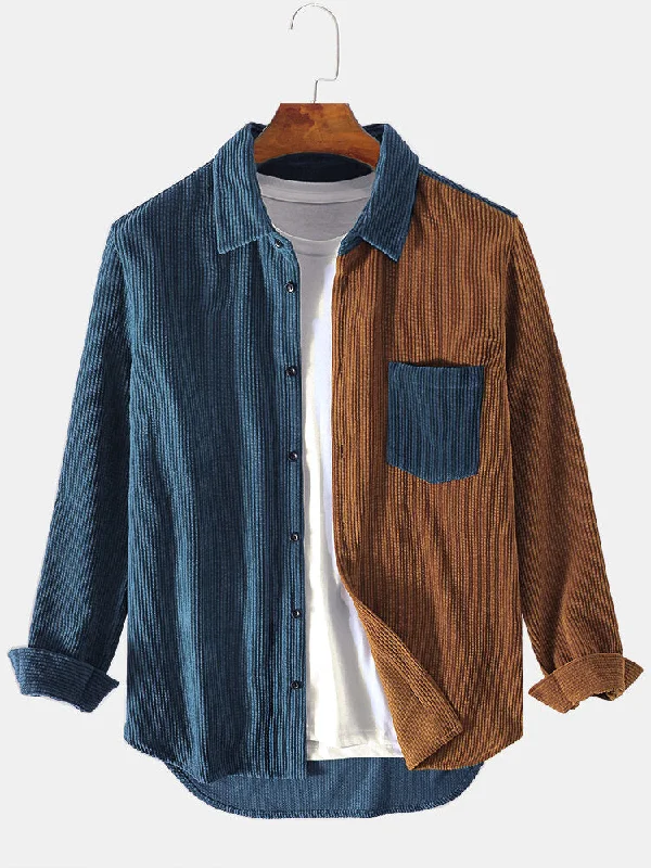 Men’s fashion just got more affordable – shop now!  Corduroy Patchwork Long Sleeve Shirts