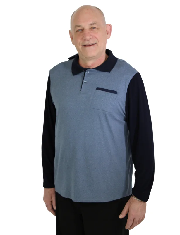 Shop now for the latest fashion trends and enjoy special promotions!  Dale Adaptive Long Sleeve Polo - Denim Blue/Navy