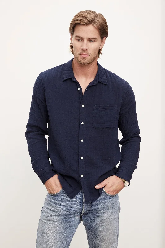 Shop the best in men’s fashion for less – limited-time sale!  ELTON COTTON GAUZE BUTTON-UP SHIRT