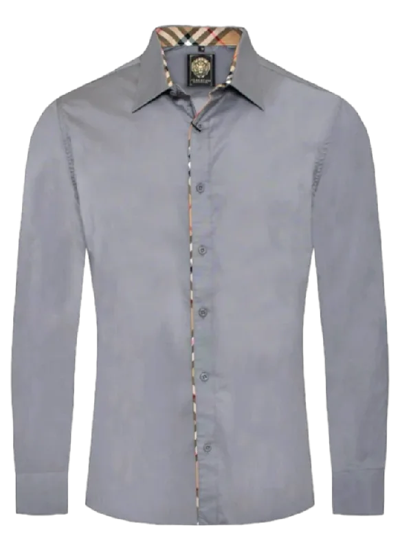Shop the latest men’s styles at unbelievable prices.  Grey Men's Casual Plaid Button Down Shirt Long Sleeves Regular-Fit Style No-1877