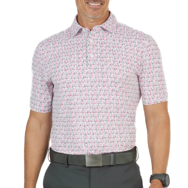 Exclusive online offer: Save 30% on all men's clothing.  IBKUL Mens Happy Hour Polo Shirt - Watermelon/Charcoal